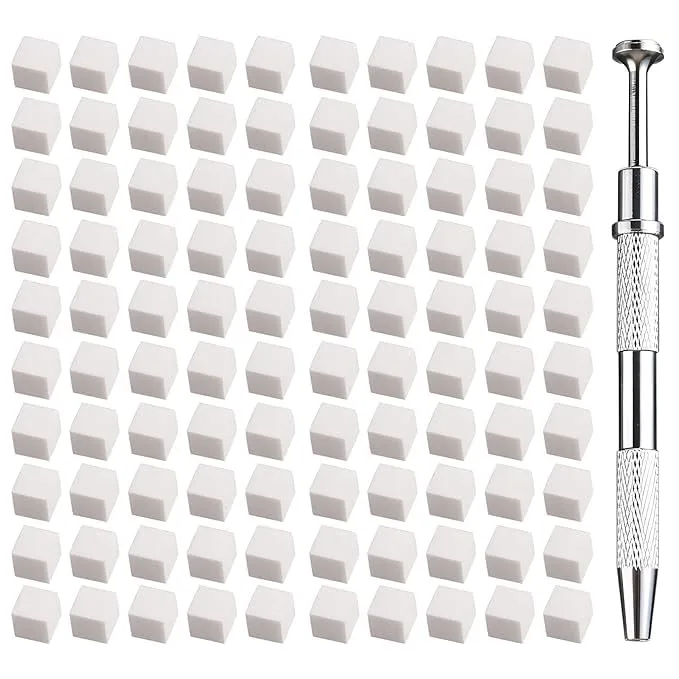 100pcs Soft Nail Sponges for Ombre, Manicure Nail Art Tools, Nail Art Sponges With Grabbing Pen, Nail Brush Nail Supplies Manicure Nail Art Tools Nail Accessories (white)
