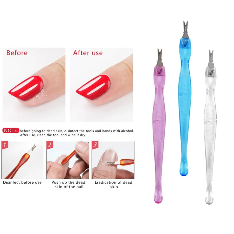 (3 Pack) Color Practical Nail Art Tools Pedicure Cuticle Trimmer Remover Pusher Dead Skin Callus Removal Fork