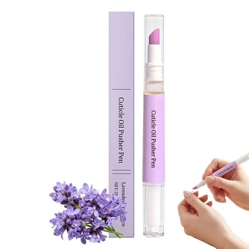 3 in 1 Cuticle Oil Pusher Pen, 2026 Ceramic Cuticle Pusher & Remover, Nail Care Tool for Dry Damaged Nails Hangnails Moisturiz Polish Brighten (Purple-1 pack)