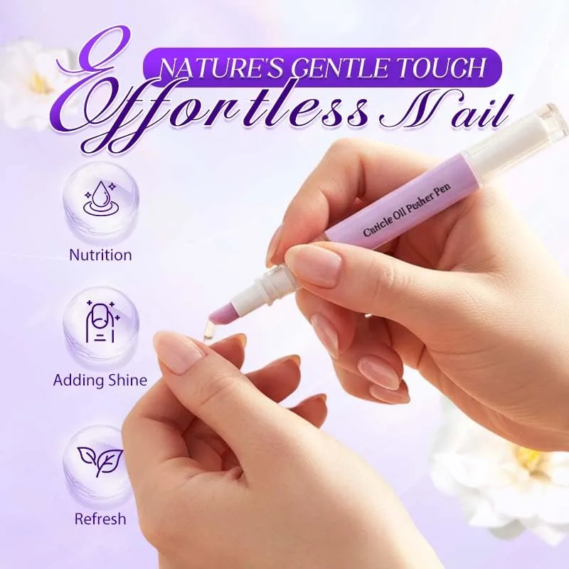 3 in 1 Cuticle Oil Pusher Pen, 2026 Ceramic Cuticle Pusher & Remover, Nail Care Tool for Dry Damaged Nails Hangnails Moisturiz Polish Brighten (Purple-1 pack)