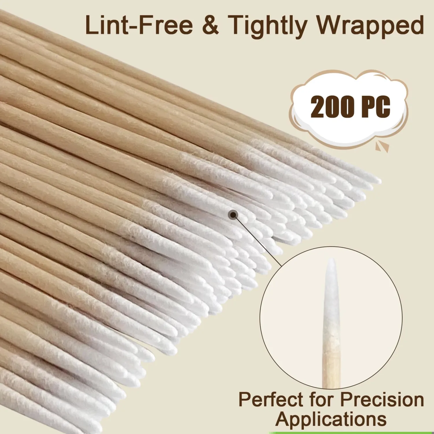 200 Pcs Microblading Cotton Swabs, Pointed Cotton Swabs with Bamboo Sticks for Makeup, Nail Polish, Tattoo Touch Ups, Crafting and Beauty Detail, Lint-Free, 4 Inch