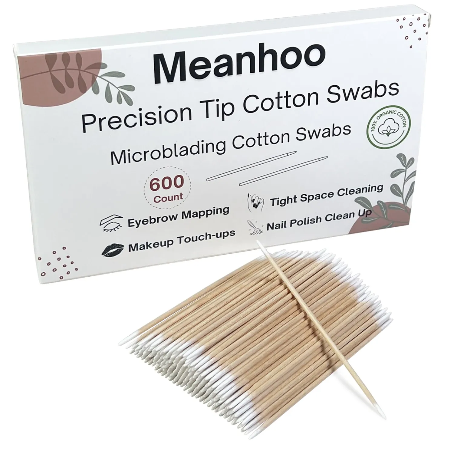 600 Pcs Double Pointed Cotton Swabs for Nails, 4 Inch Lint Free Microblading Cotton Swab for Makeup, Nail Polish Clean Up Tool, for Beauty, Precision Makeup and Craft Applicators