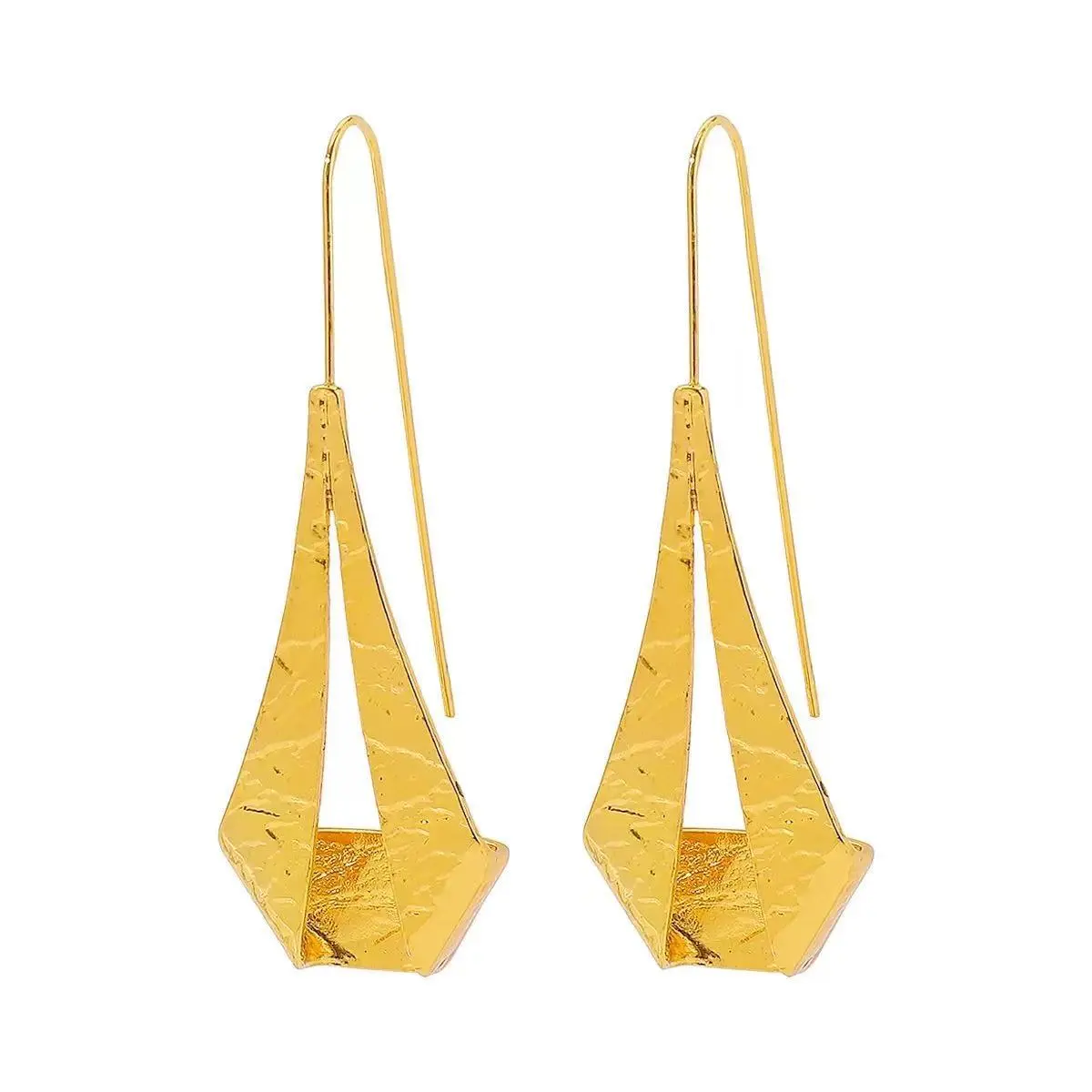 Geometric Three-Dimensional Hammered-Effort Earrings For Women