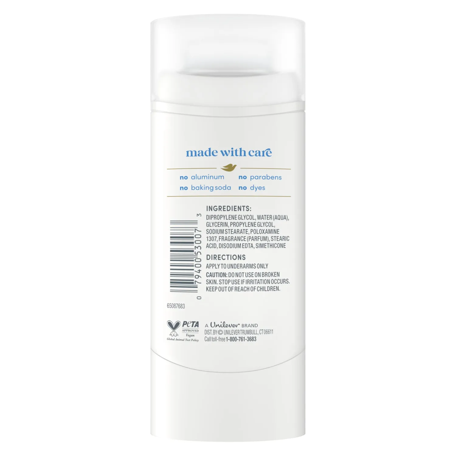 Dove Deodorant Stick Sensitive for 72 Hour Odor Protection Aluminum Free 2.4 oz