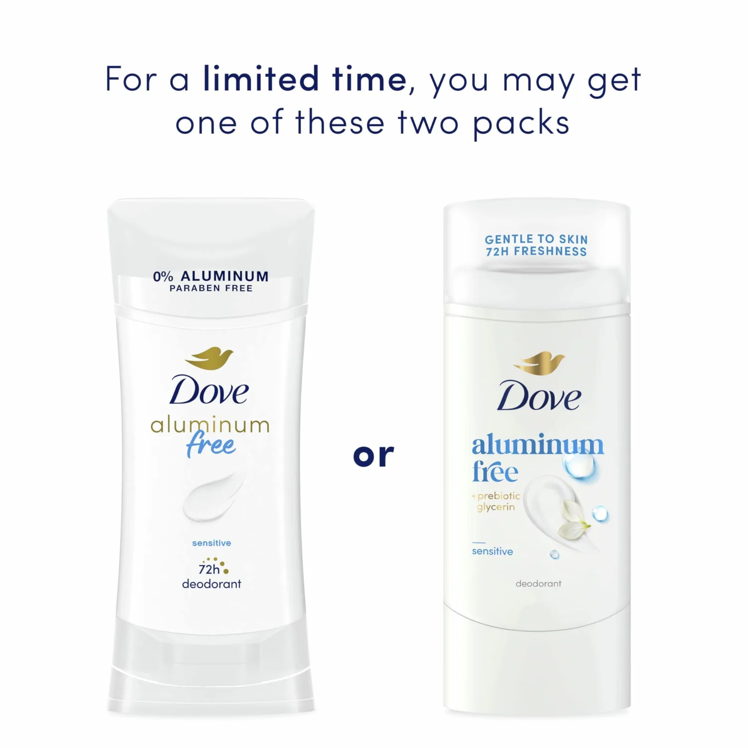 Dove Deodorant Stick Sensitive for 72 Hour Odor Protection Aluminum Free 2.4 oz
