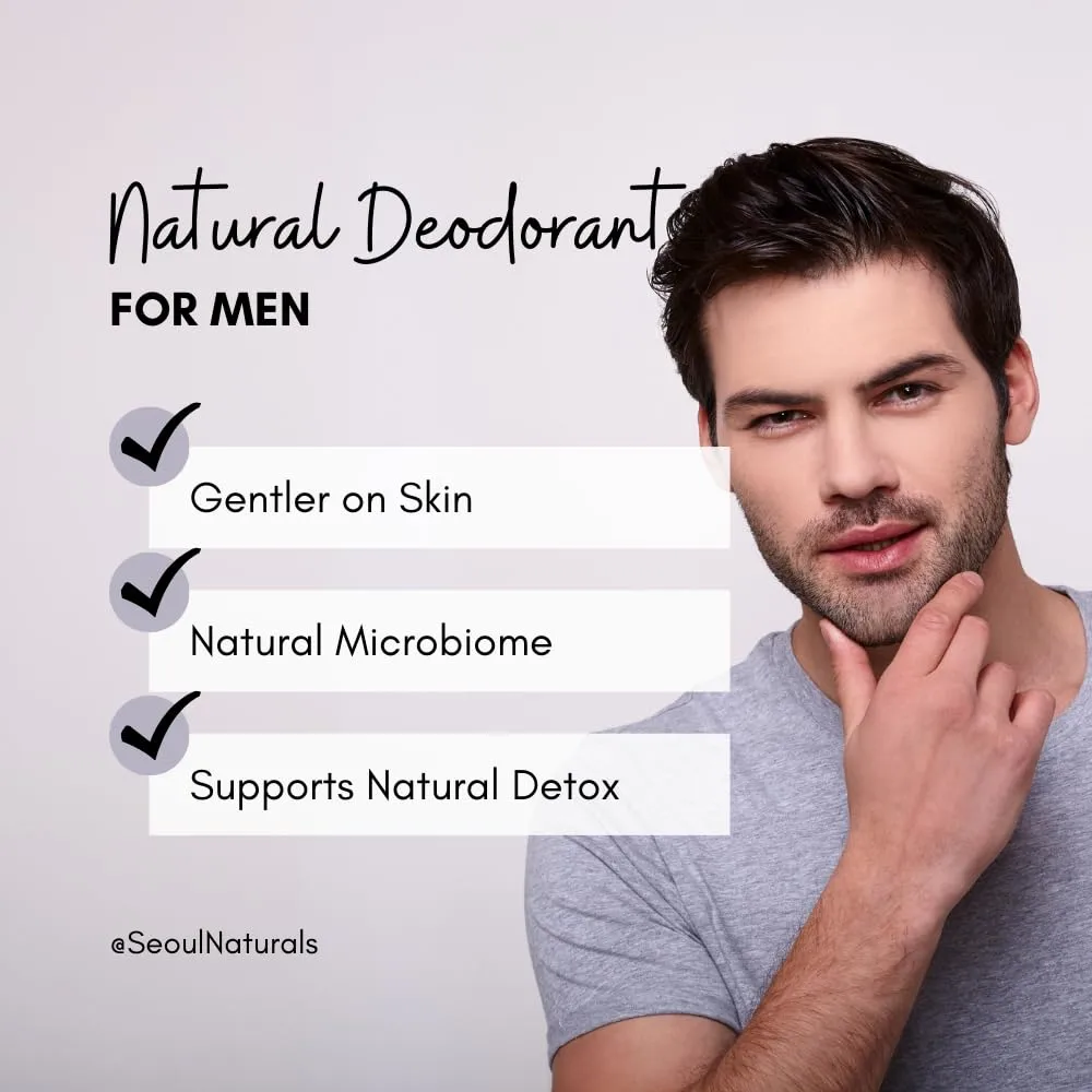 Seoul Naturals Men's Deodorant, Earthy Cedarwood and Sandalwood, k beauty, 2.65 oz