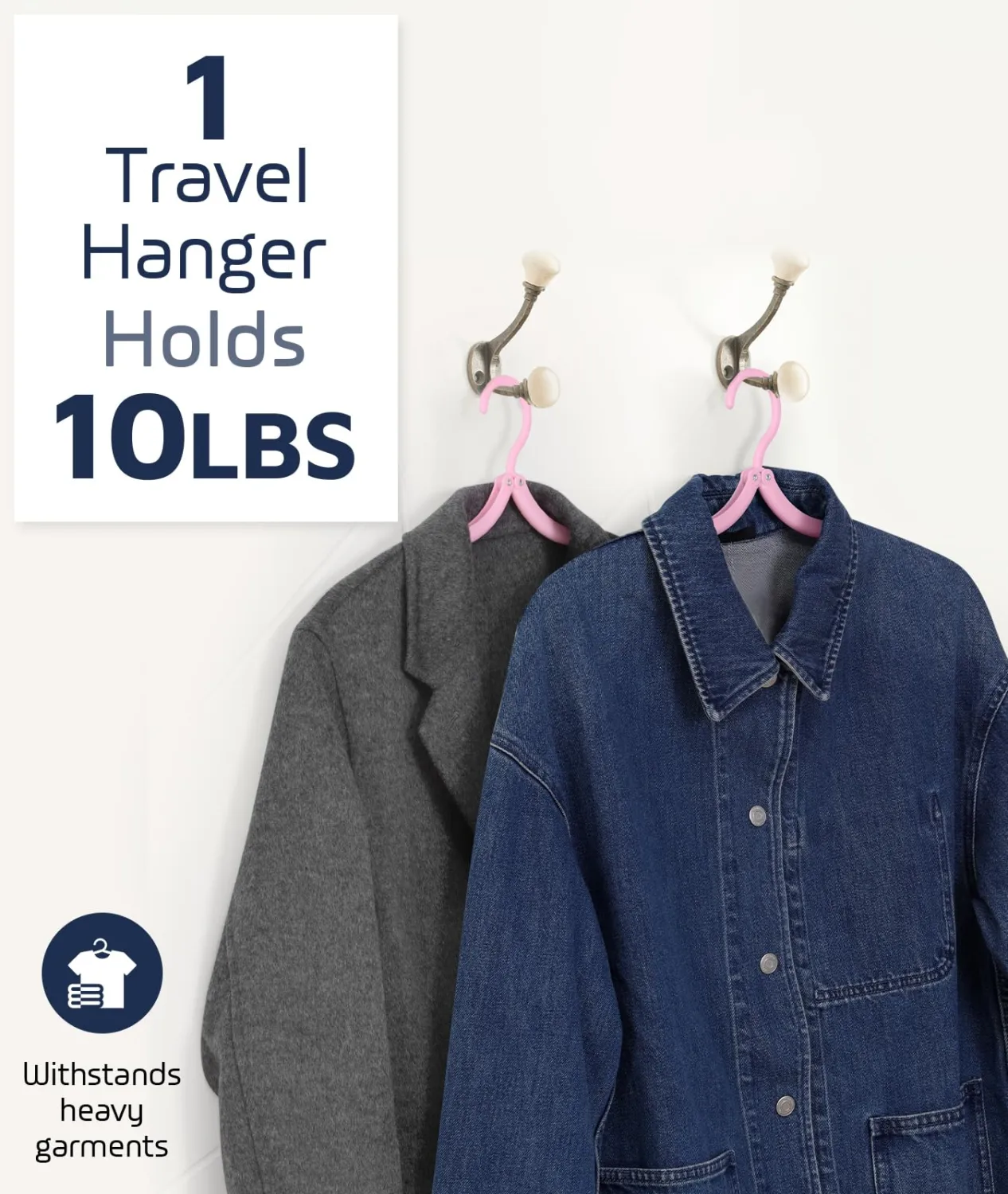 10 Pcs Travel Hangers, Cruise Ship Essentials Foldable Hangers Plastic Travel Essentials, Portable Cruises Must Haves 2026 for Suitcase, RV Camping Airplane Europe Vacation Essential, Pink