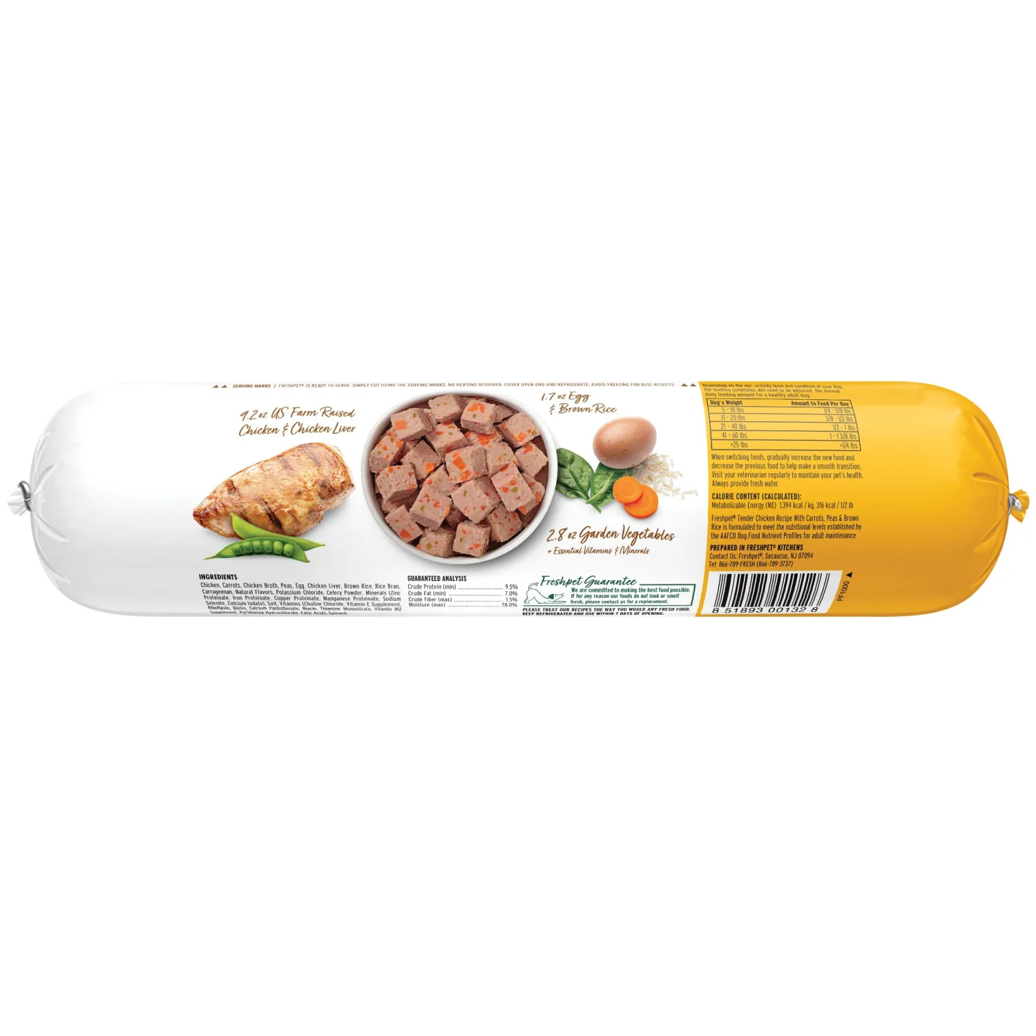 Freshpet Dog Food, Slice and Serve Roll, Tender Chicken Recipe, 16 Oz