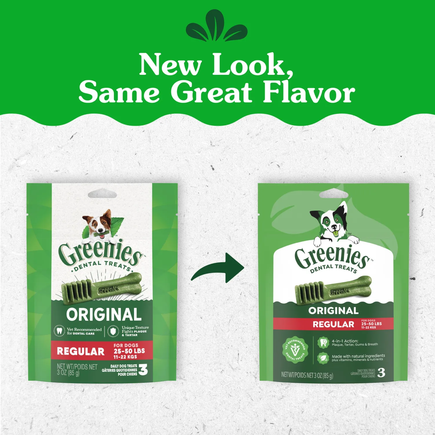 Greenies Veterinarian-Recommended Adult Natural Dental Dog Treats Regular Size, Dog Dental Chews, Original Flavor, 3 oz. Pack, 3 Count