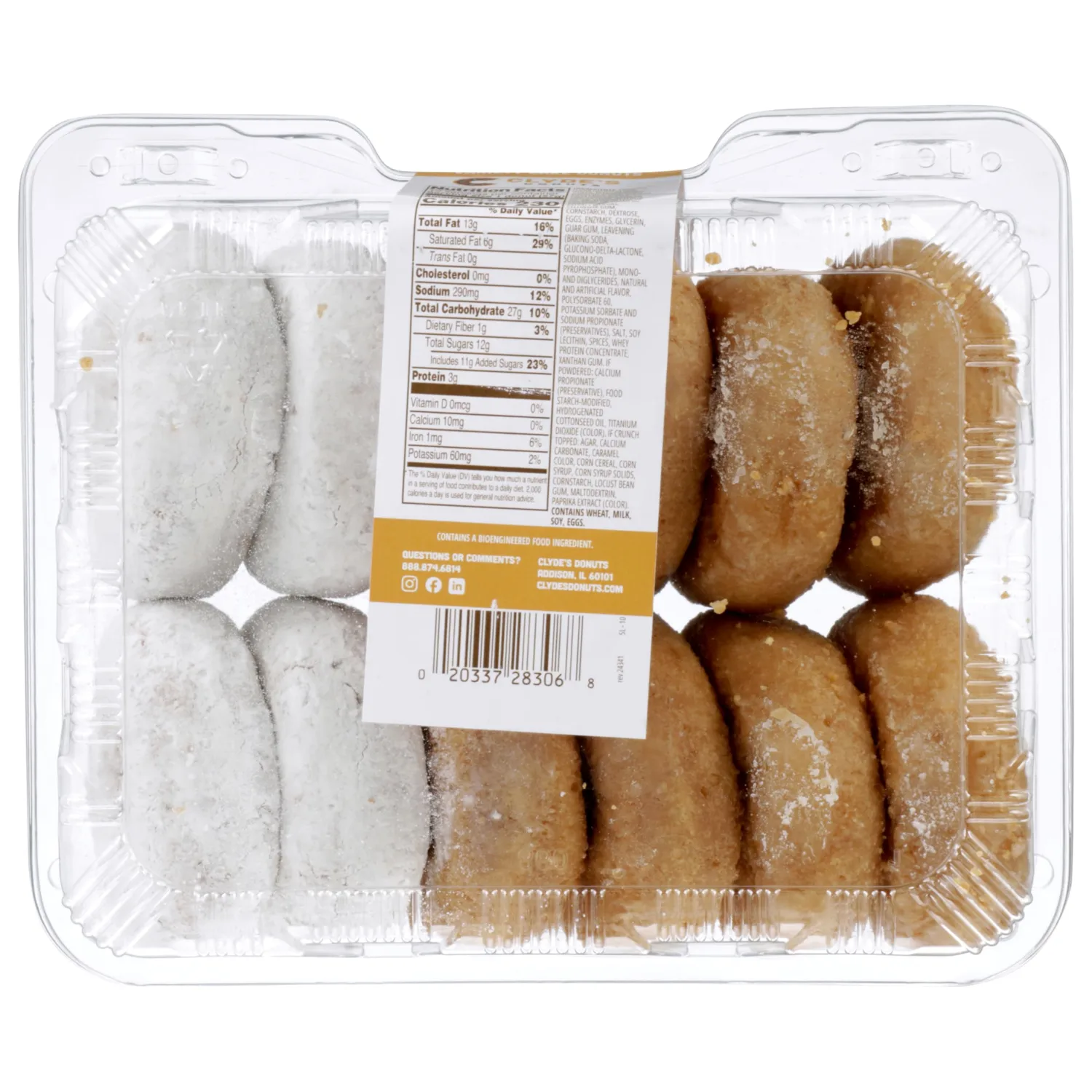 Clyde's Variety Plain, Powder, Krunch Cake Donuts, Frozen, 12ct