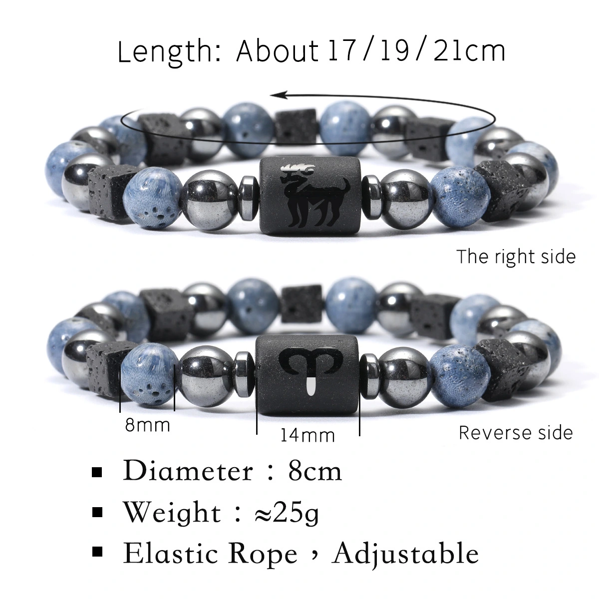 Cross-border Natural Stone Bracelet For Men Volcanic Rock And Blue Coral Beaded Jewelry