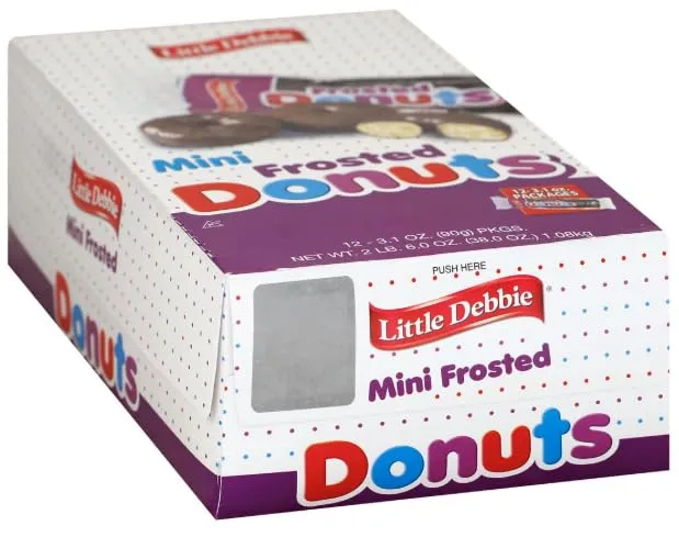 Little Debbie Mini Frosted Chocolate Donuts 38.0 oz Caddy, 12 packs per Caddy