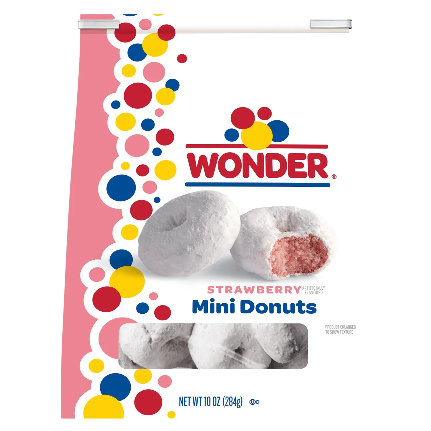 Wonder Strawberry Flavored Mini Donuts, Shareable Strawberry Donuts, 10 oz Bag