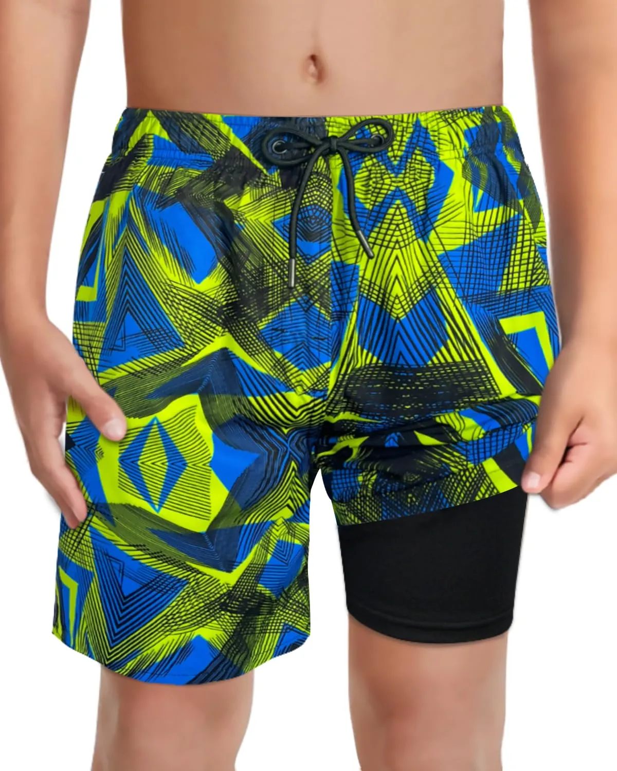 Boys Swim Bathing Trunks with Soft Compression Liner No-Chafing Quick Dry Light UPF 50+ Quality Swimsuit