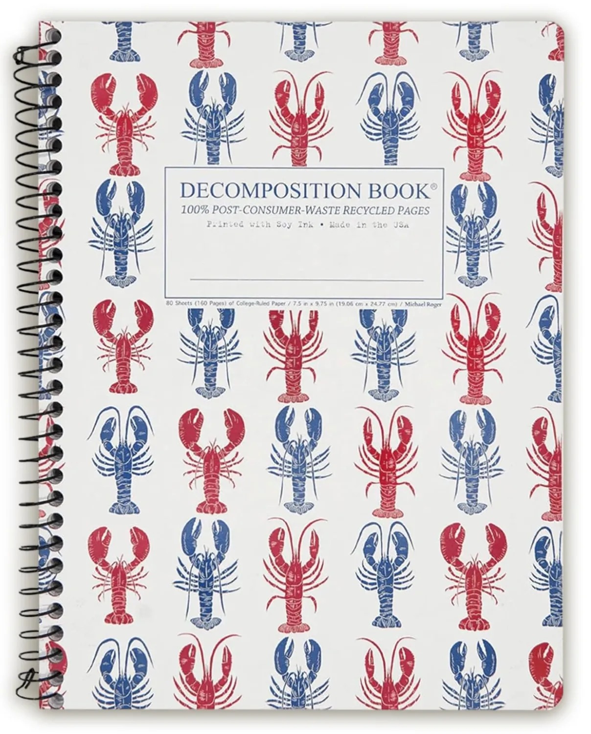 Decomposition Lobsters College Ruled Spiral Notebooks – 9.75 x 7.5 Journal with 160 Lined Pages – Notebooks for School Supplies, Home & Office – 100% Recycled Paper – Made in USA