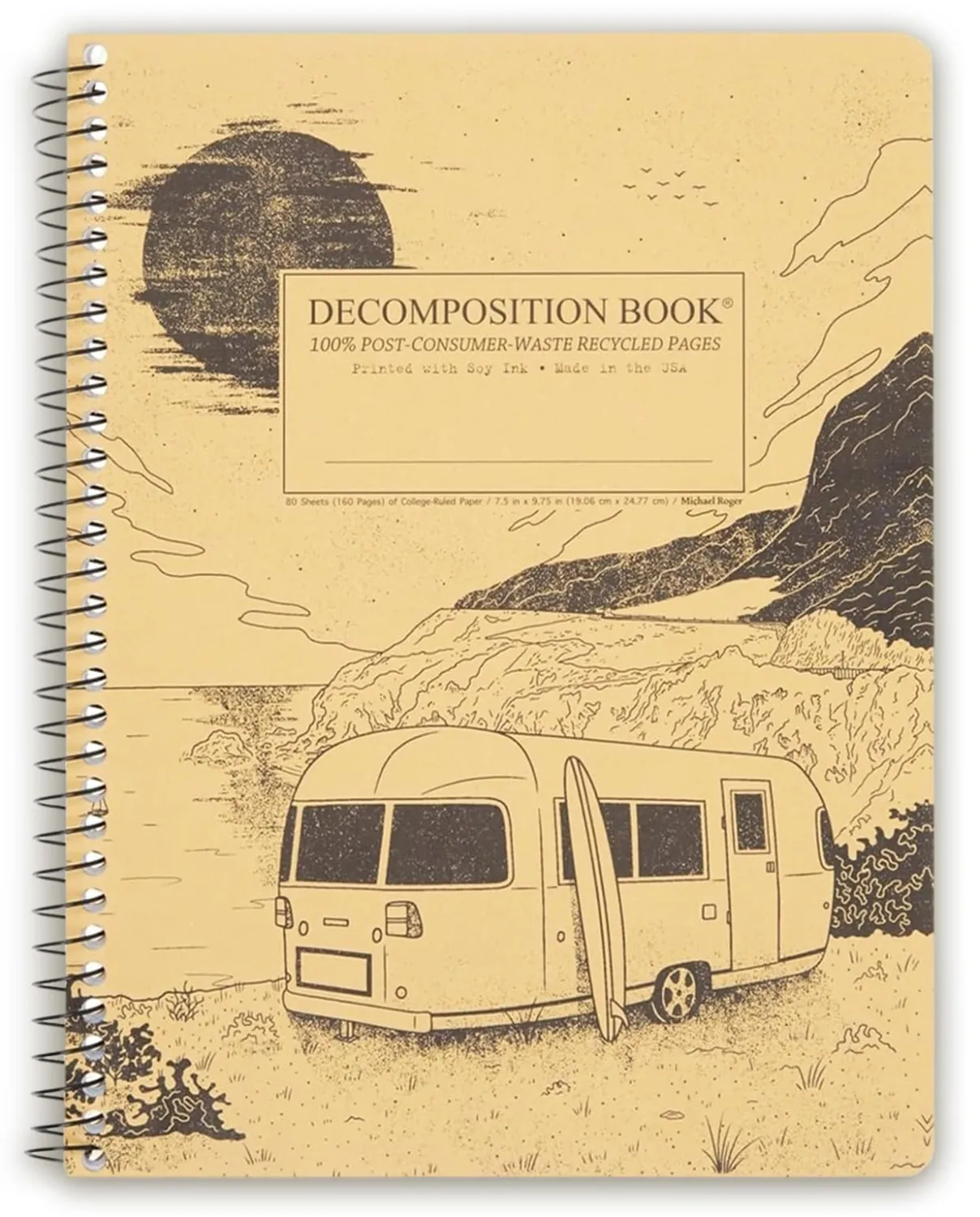 Decomposition Big Sur College Ruled Spiral Notebook - 9.75 x 7.5 Journal with 160 Lined Pages - 100% Recycled Paper - Notebooks for School Supplies, Home & Office - Made in USA