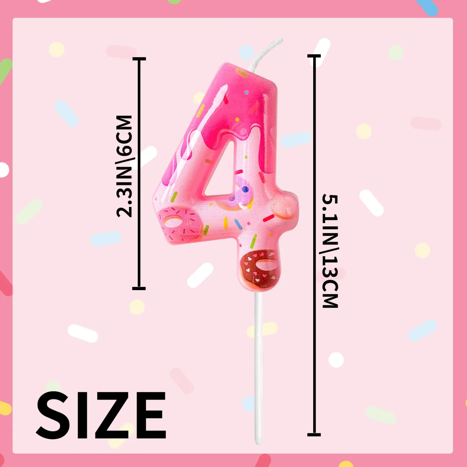 Mauin Donut-Shaped Number Birthday Cake Candles, Pink Frosting Confetti Pattern Party Baking Decorations, Macaron Cake Decorations, Birthday Theme Decorations, Dessert Table Decorations(4)