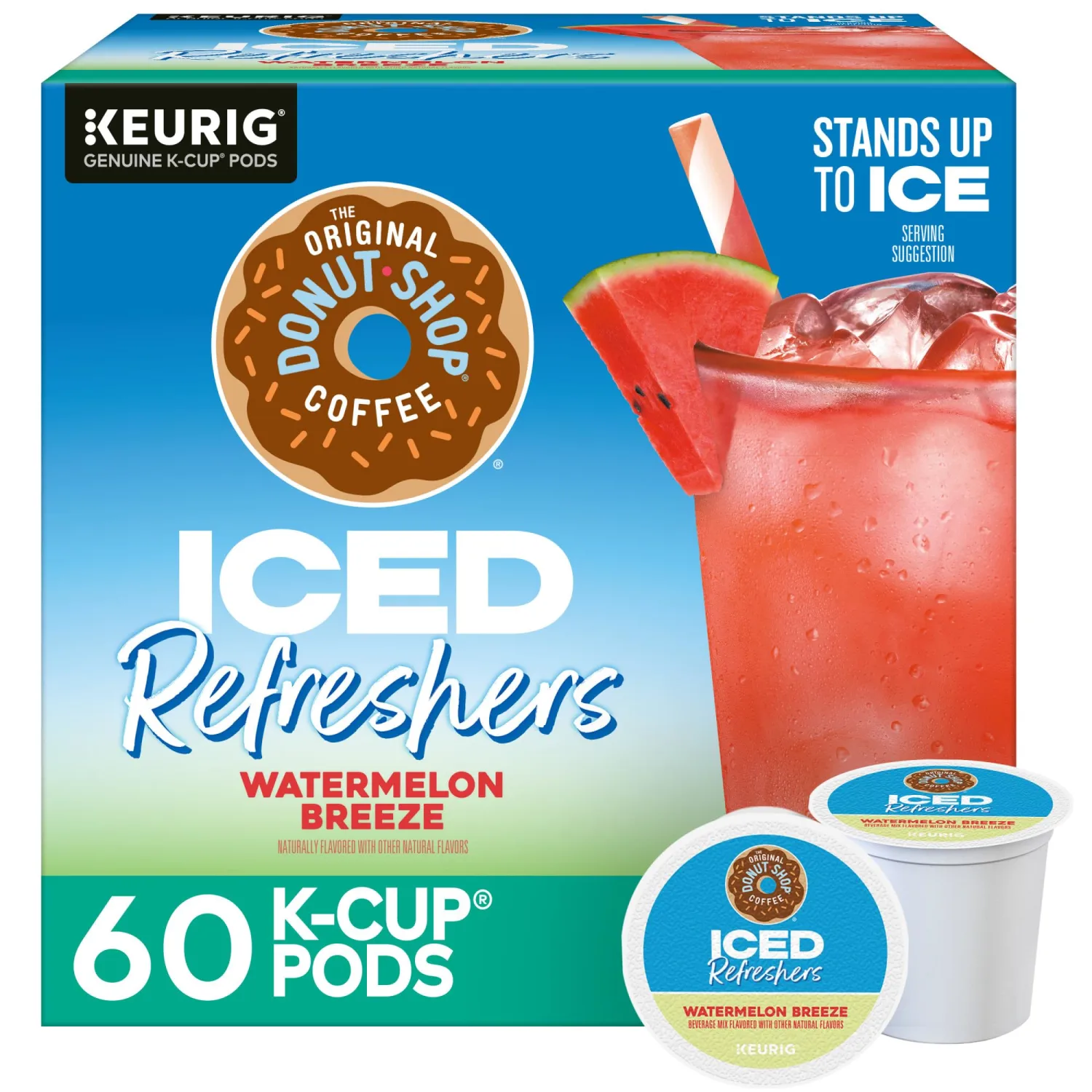 The Original Donut Shop Iced Refreshers, Watermelon Breeze Flavor, Keurig Single Serve K-Cup Pods, Brew Over Ice, 60 Count (6 Packs of 10)