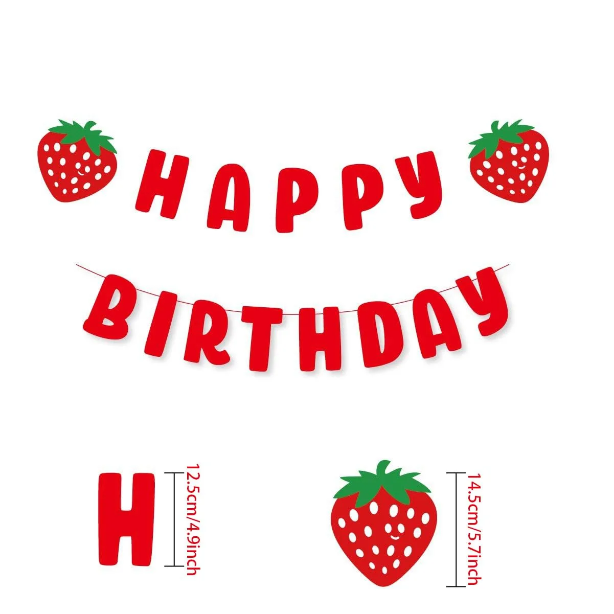Strawberry Happy Birthday Banner Sign trawberry Theme Birthday Garland for Birthday Party Decorations