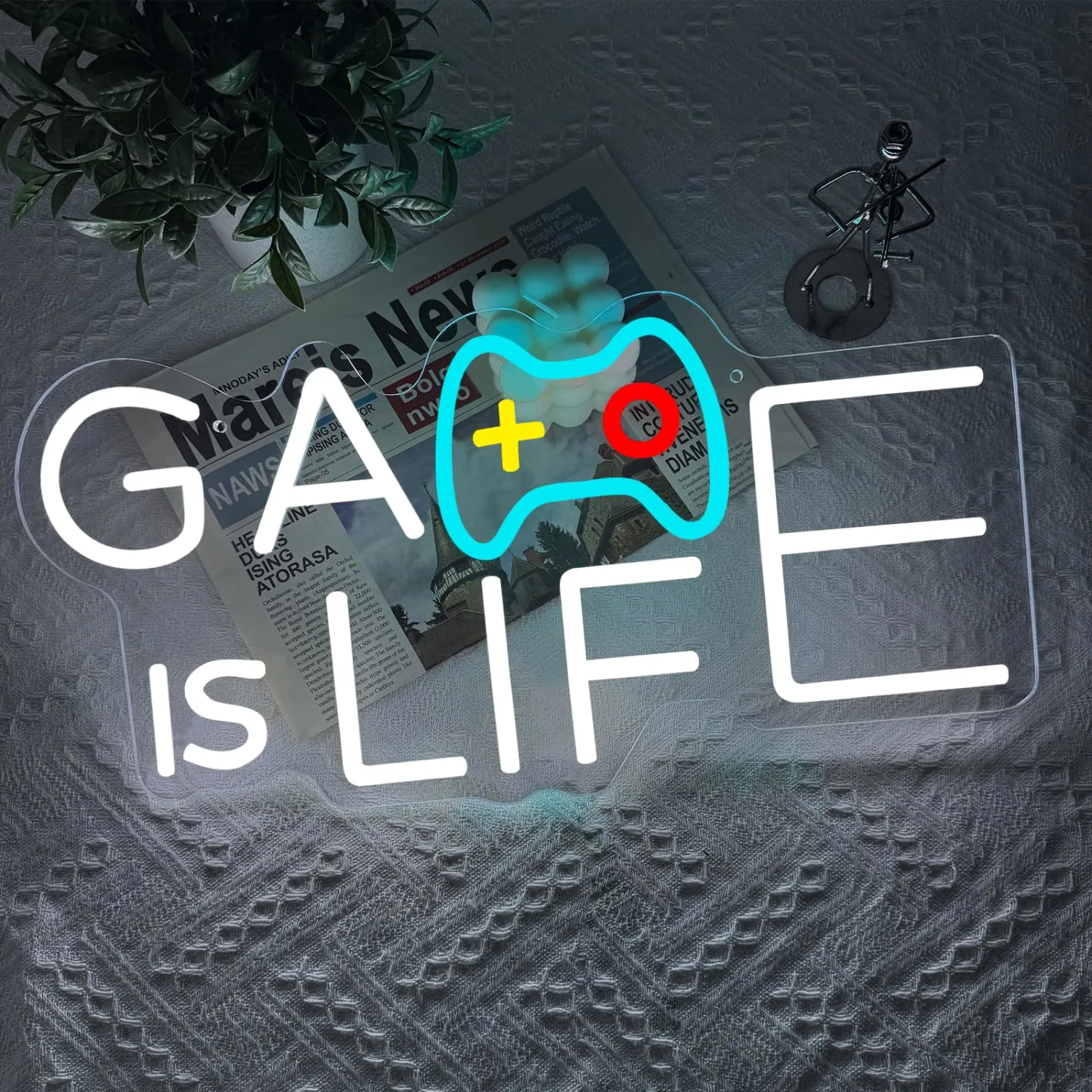 Game is Life Neon Sign for Game Room Wall Decor, Dimmable Led Neon Light for Gaming Zone Man Cave Bedroom Club Wall Ddecoration, Neon Signs Gift for Boys Girls