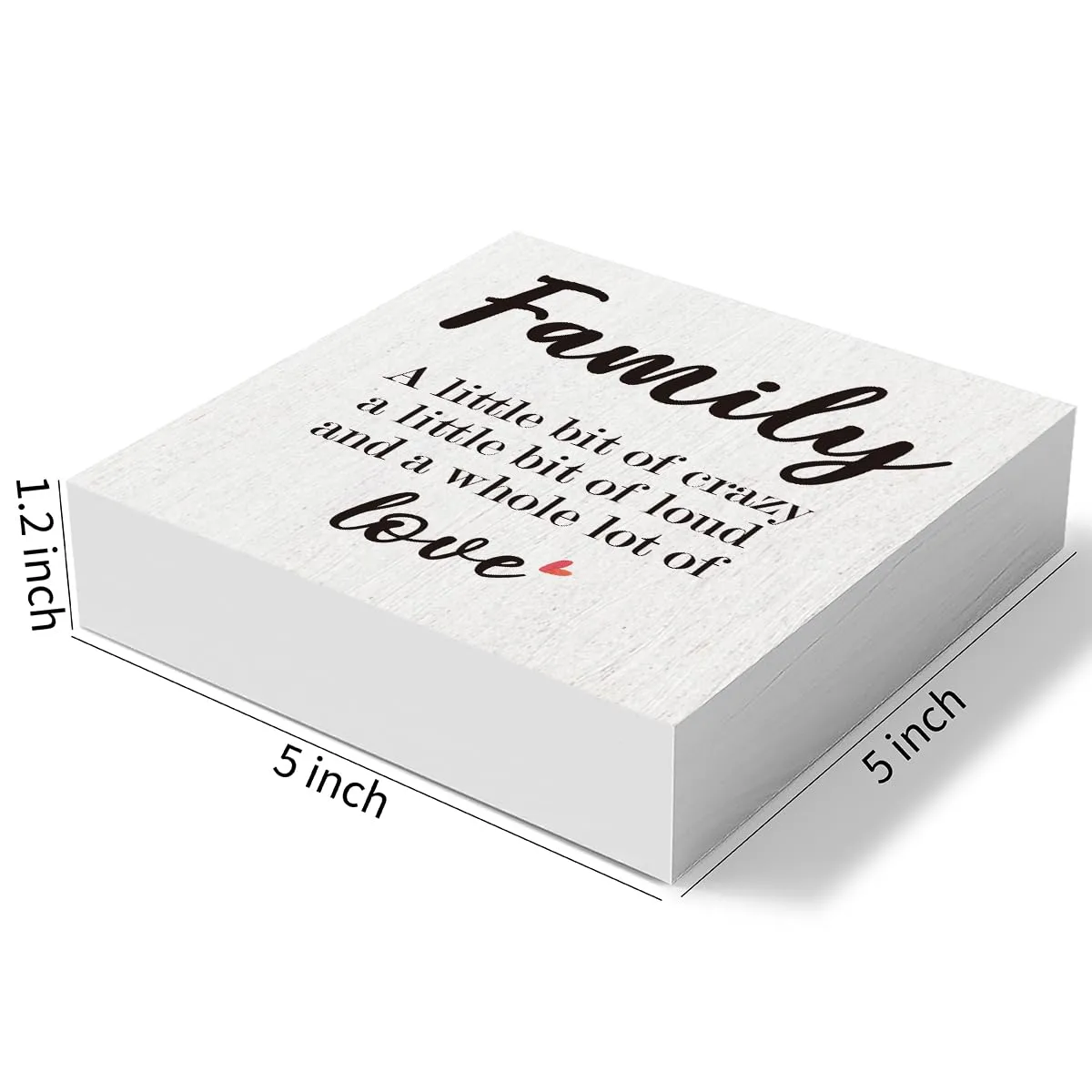 mmiishe Funny Family Wooden Box Sign Decorative Family a Little Bit of Crazy a Little Bit of Loud and a Whole Lot of Love Wood Box Sign Home Decor Rustic Square Desk Decor Sign for Shelf 5 x 5 Inches