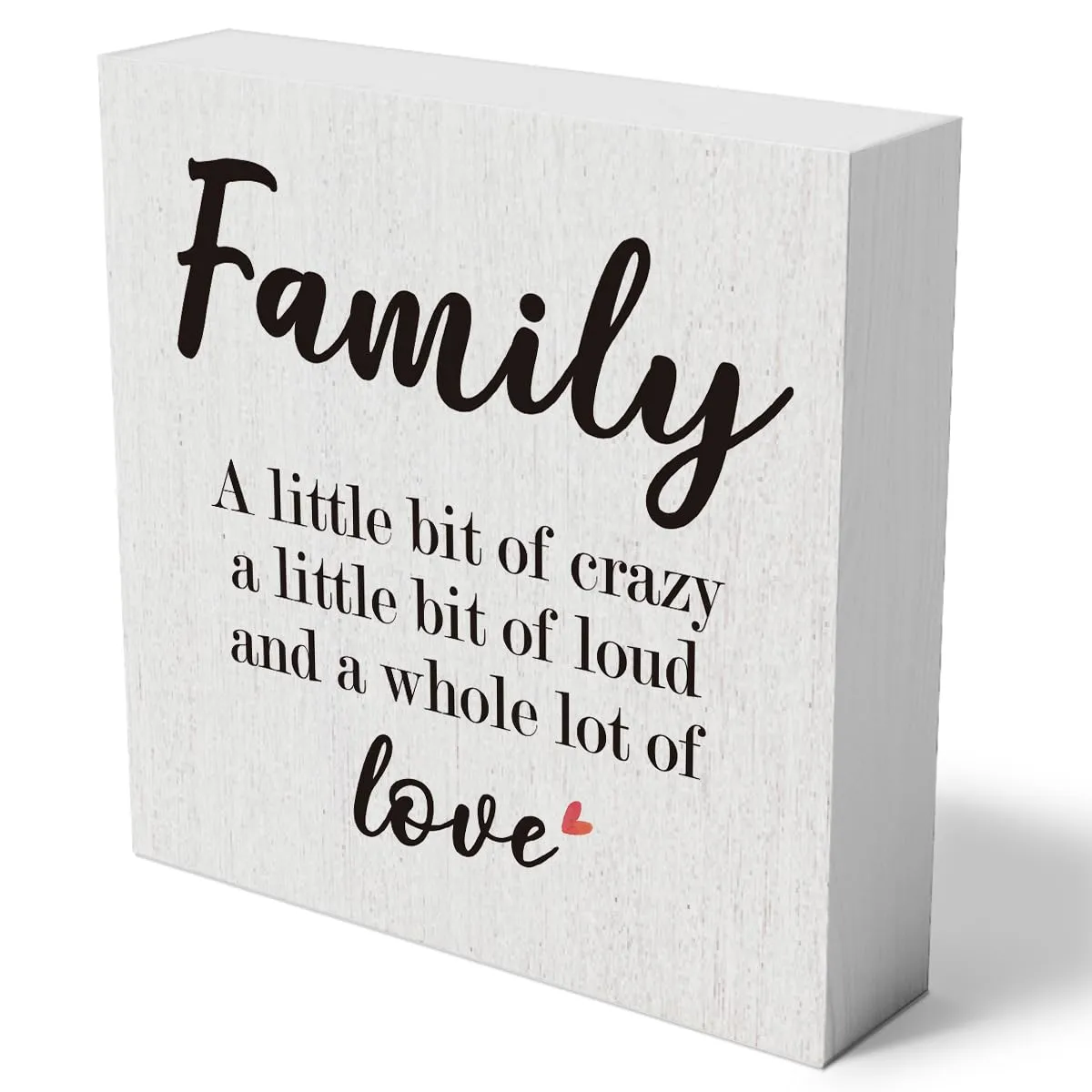 mmiishe Funny Family Wooden Box Sign Decorative Family a Little Bit of Crazy a Little Bit of Loud and a Whole Lot of Love Wood Box Sign Home Decor Rustic Square Desk Decor Sign for Shelf 5 x 5 Inches