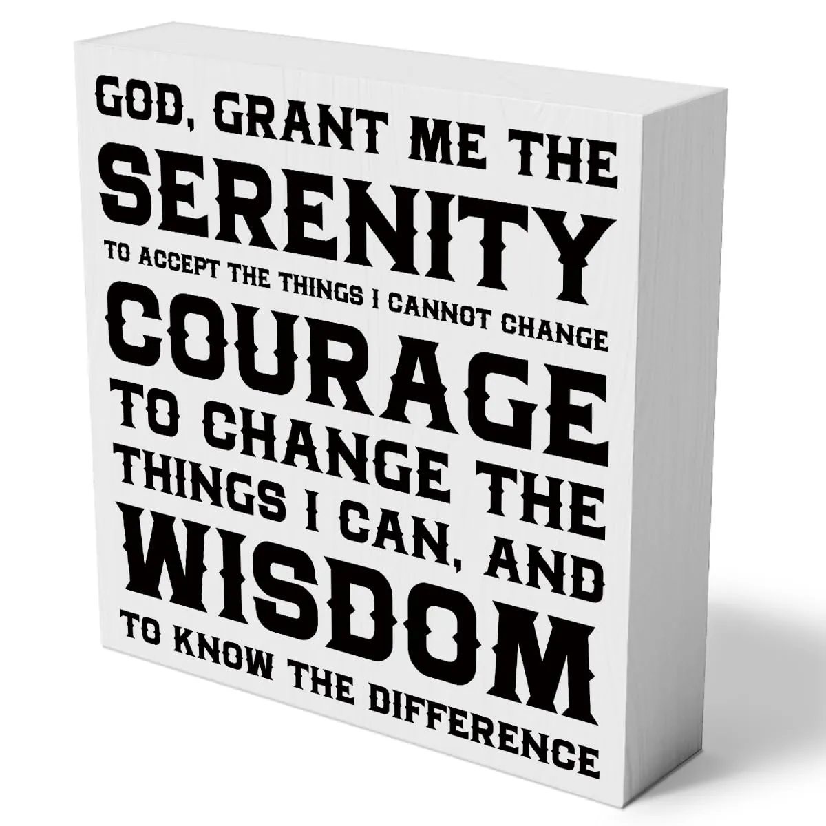mmiishe Serenity Prayer Wooden Box Sign Home Wall Decor 5 X 5 Inch Rustic God Grant Me the Serenity Wood Box Sign