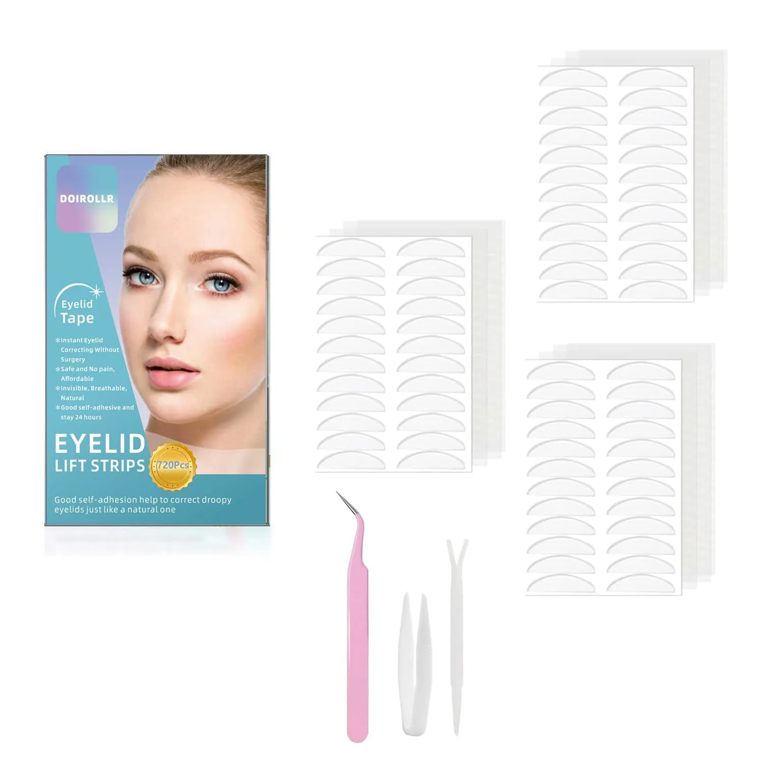 240Pcs 7MM(3Packs) Eyelid Tape | Eyelid Lift for Sagging Eyelids | Invisible Correcting Tape for Droopy Eyes | Multiple Sizes for All Eye Shapes | Self-Adhesive, Easy to Apply