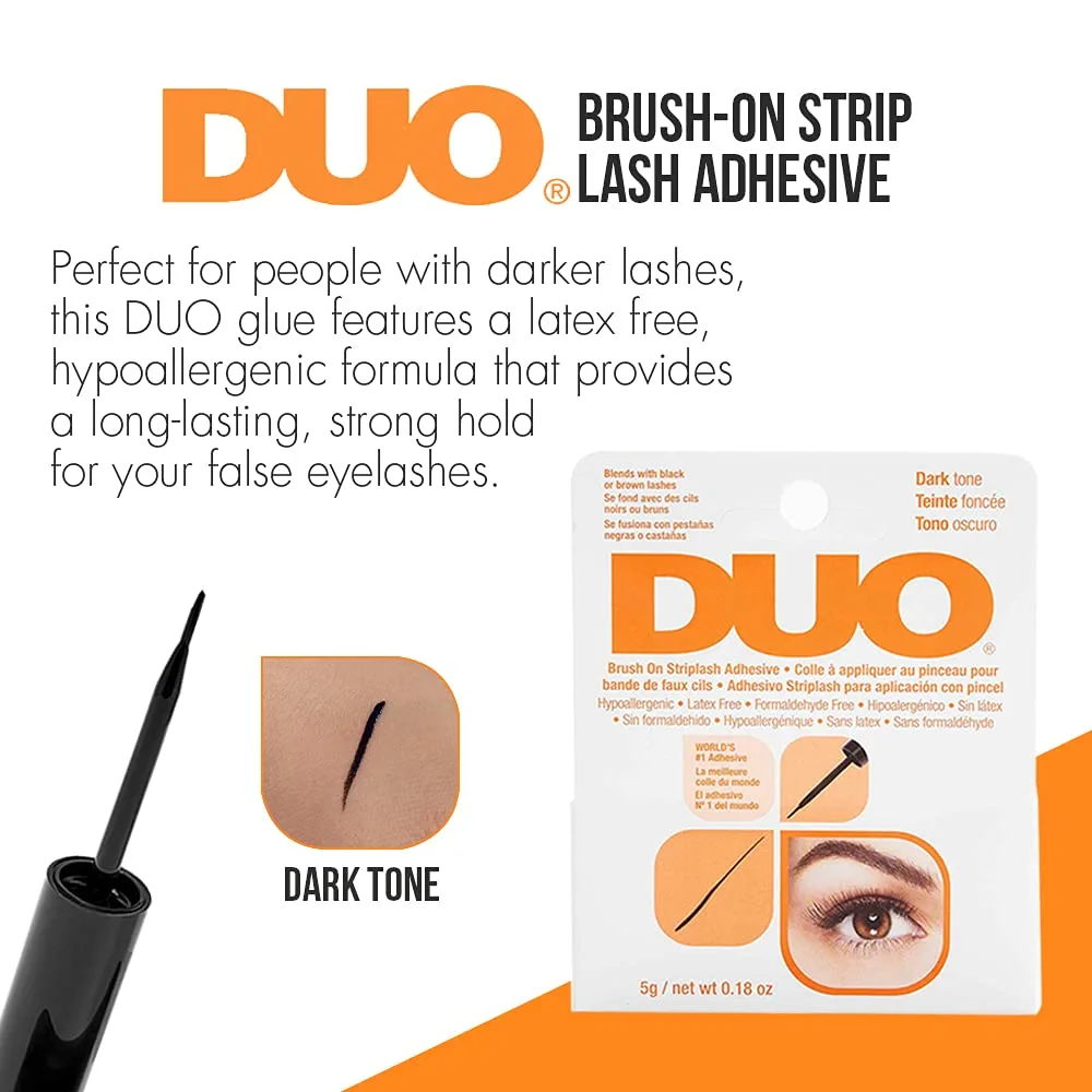 DUO Brush-On Strip Lash Adhesive, Dark Tone, 0.18 oz, 2-Packs