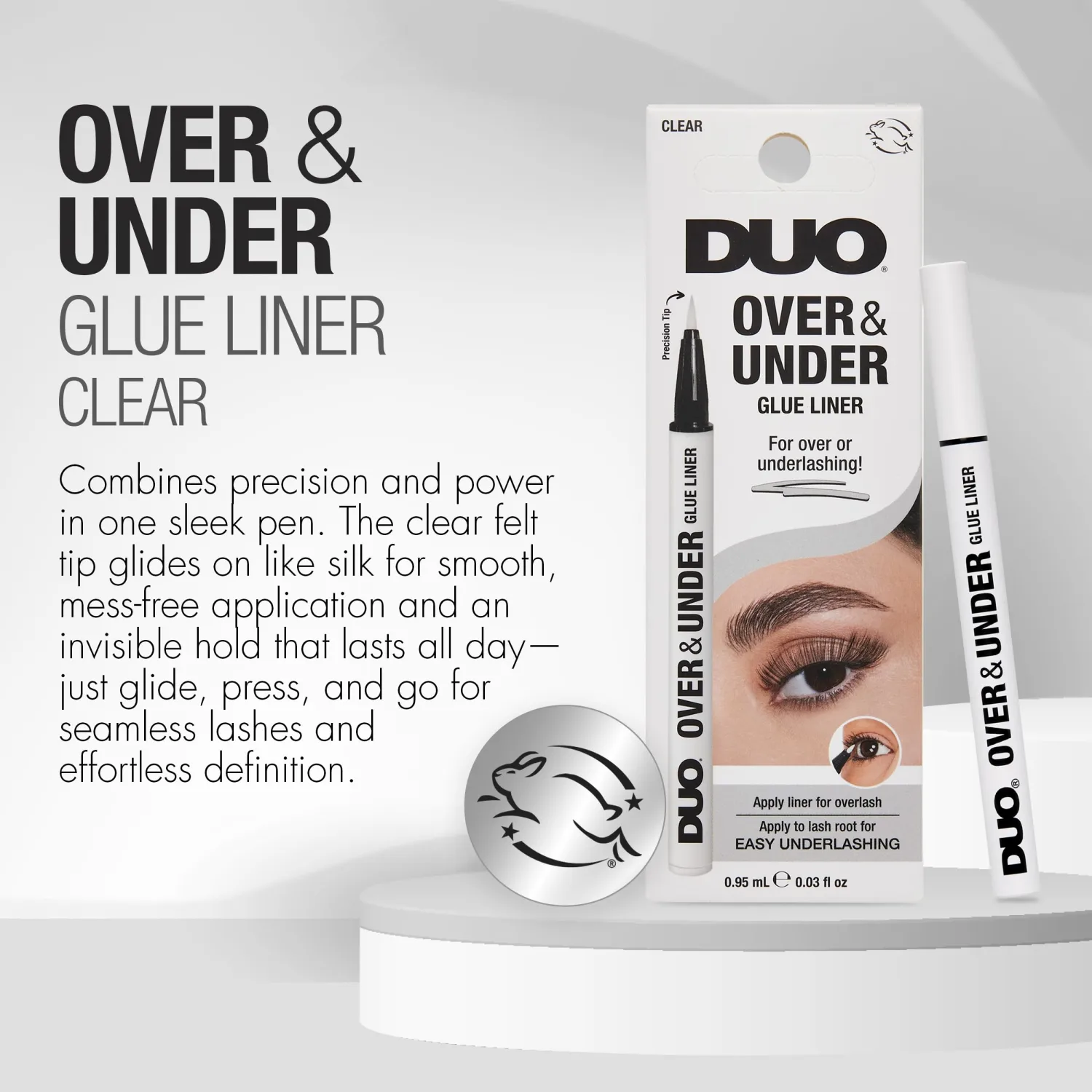 Duo Over & Under Lash Glue Liner – 2-in-1 Eyelash Adhesive and Eyeliner, Clear, Waterproof Long-Lasting Eyelash Glue Pen for Strip Lashes, 0.03 Fl Oz