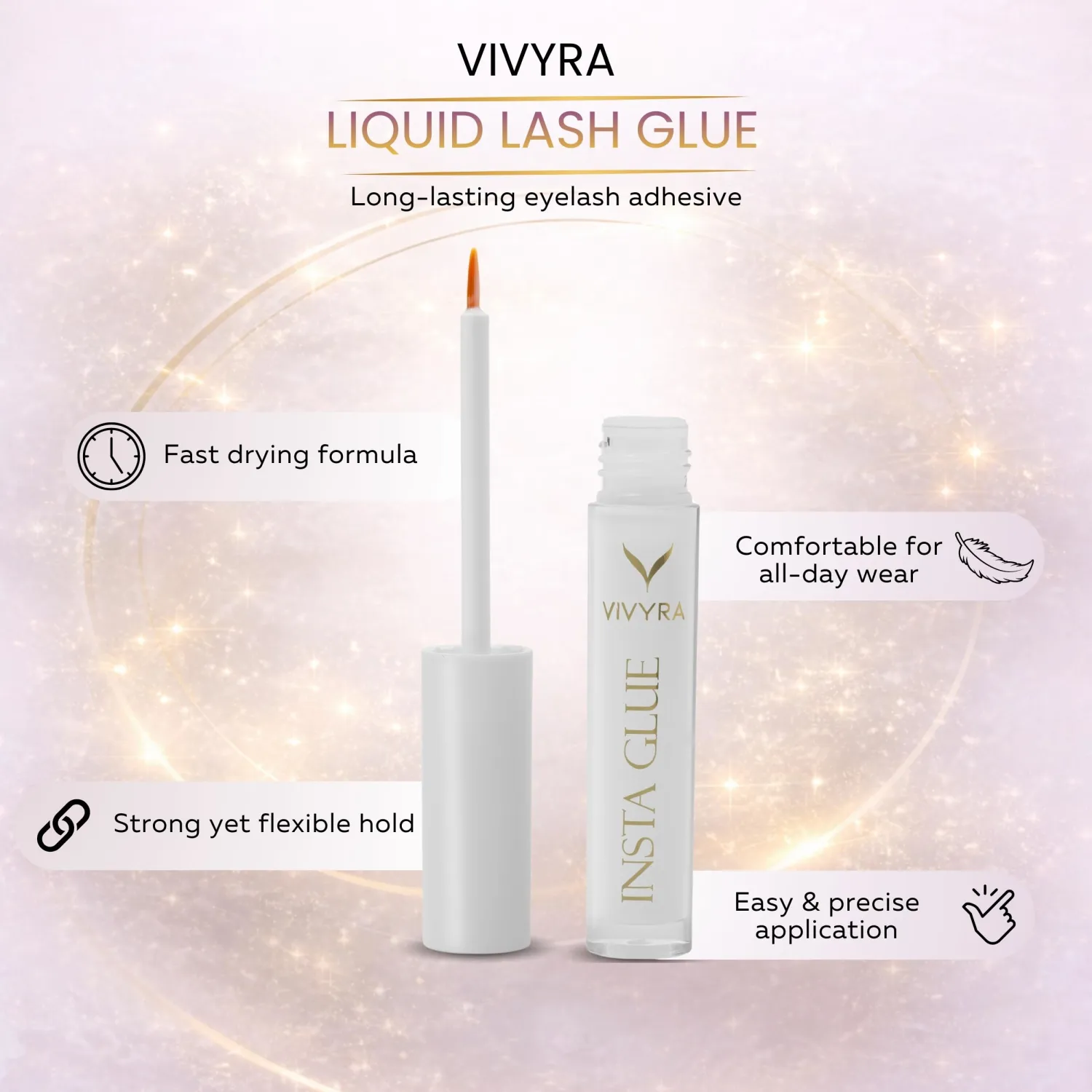 Liquid Eyelash Glue – Fast Drying Clear Lash Adhesive, Strong Flexible Hold for False Lashes, Easy Precision Application, Beginner & Pro Friendly, All-Day Comfortable Wear