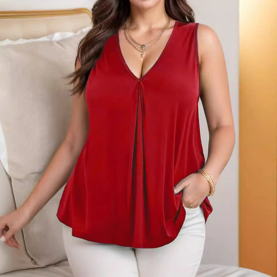 Summer Womens Solid-Color V-Neck Tank Top For Women