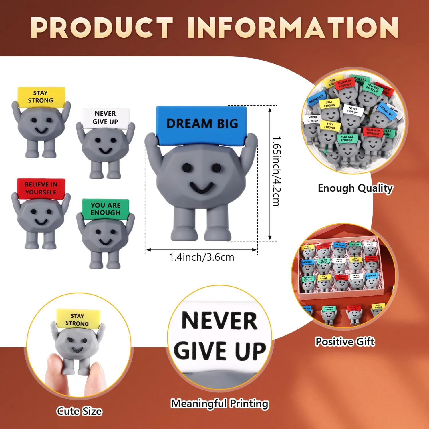 Gejoy 25 Pcs Mini Rubber Stone Toys Positive Gifts Mini Motivational Stones Decorations and Encouragement Birthday Motivational Gifts for Colleague Staff Teacher