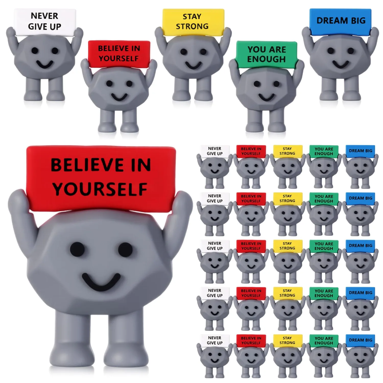 Gejoy 25 Pcs Mini Rubber Stone Toys Positive Gifts Mini Motivational Stones Decorations and Encouragement Birthday Motivational Gifts for Colleague Staff Teacher