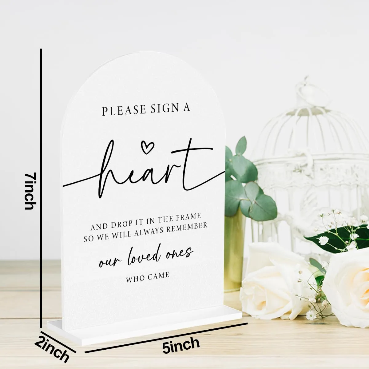 Please Sign a Heart Sign Heart Guest Book Sign Wedding Engagement Bridal Shower Decor for Ceremony Party Reception Guestbook Table Decor 5 x7 Inch