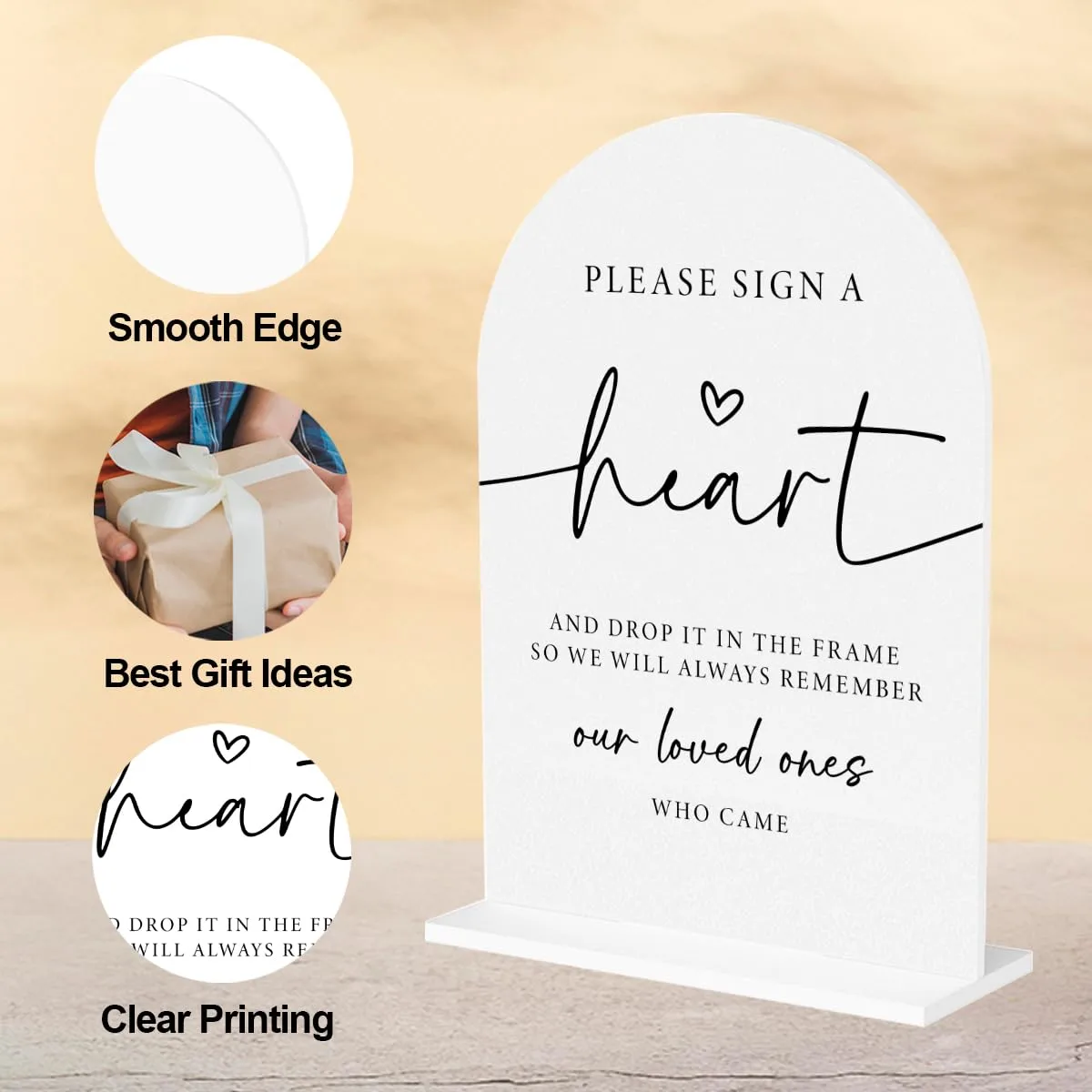 Please Sign a Heart Sign Heart Guest Book Sign Wedding Engagement Bridal Shower Decor for Ceremony Party Reception Guestbook Table Decor 5 x7 Inch