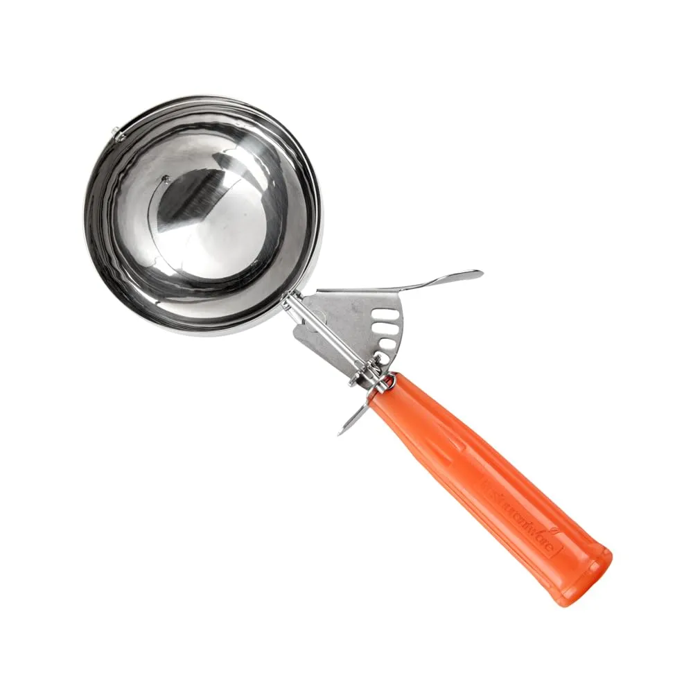 Restaurantware Bundle: 3 Ice Cream Scoops Trigger Release Stainless Steel Dishers 2/4 / 8 Ounce Cookie Scoops For Baking, Yellow, Gray and Orange, Portion Control, Cookie Dough, Cupcake Batter