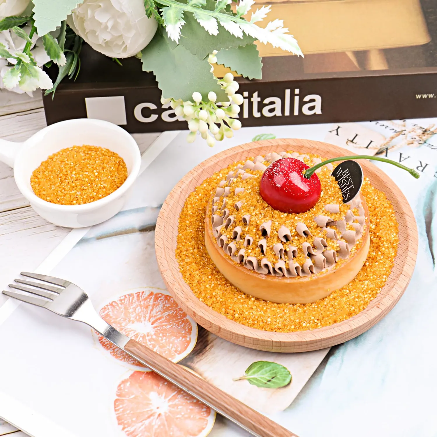 Gold Sprinkles Sanding Sugar for Baking, 6.35oz/180g Edible Sparkling Sugar Crystal, Course Sugar Sprinkles for Cake Cupcake Cookies Ice Cream Topping