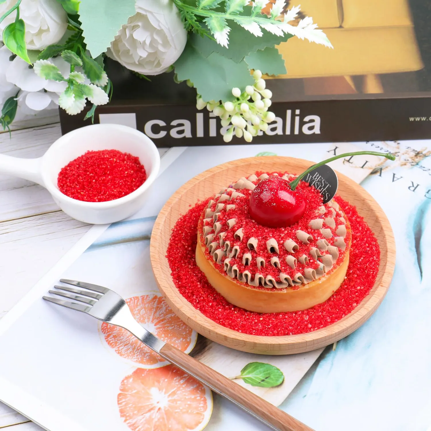 Red Sprinkles Sanding Sugar for Baking, 6.35oz/180g Edible Sparkling Sugar Crystals, Decorating Sugar Sprinkles for Cake Cupcake Cookie Ice Cream Topping