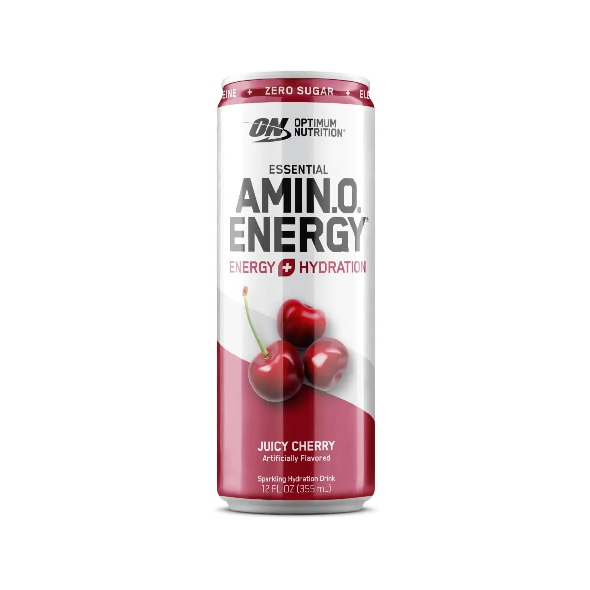 Optimum Nutrition Amino Energy Sparkling Hydration Drink, Electrolytes, Caffeine, Amino Acids, BCAAs, Sugar Free, Juicy Cherry, 12 Fl Oz, 1 count (Packaging May Vary)