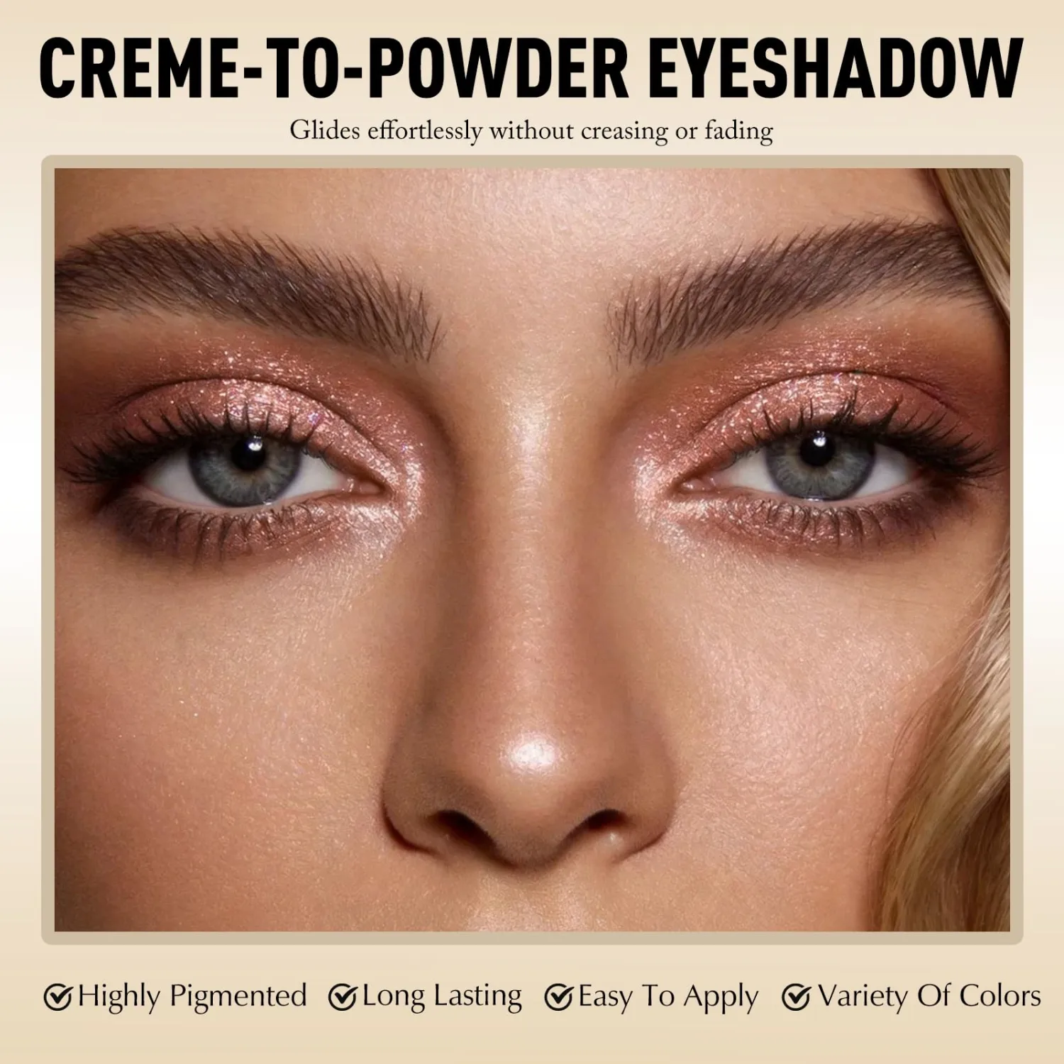 Rose Copper Eyeshadow Stick - Long Lasting Glitter Eyes Shadow Pencil Buildable Brightener Crayon Eyeliner Cream Highlighter Makeup, Lightweight Waterproof & Smudge Proof for Quick Application