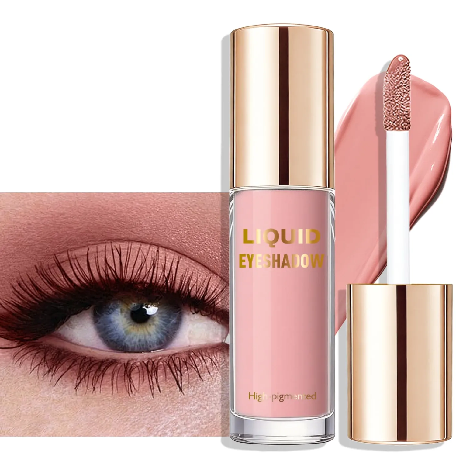 Warm Coral Matte Liquid Eyeshadow, Smooth Blendable High-pigmented Cream-to-Powder Nude Eye Shadow for Older Women, Crease-Resistant Neutral Eyeshadow Stick Multiuse Makeup for Eyes Cheeks