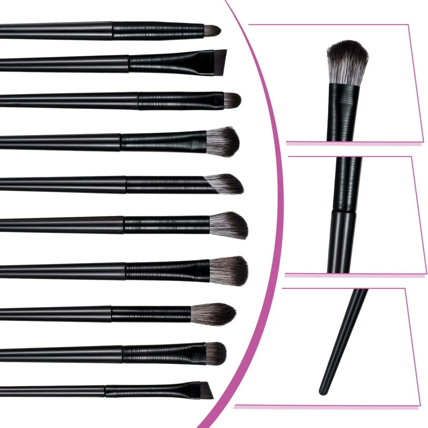 Eye Makeup Brushes Set 10PCS Different Types of Eyeshadow Brushes with a Travel Bag, Eyebrow Eyeliner Brush, Professional Eyebrow Eyeliner Makeup Brush Set for Shadow Lip Angled Eyeliners Eyebrows