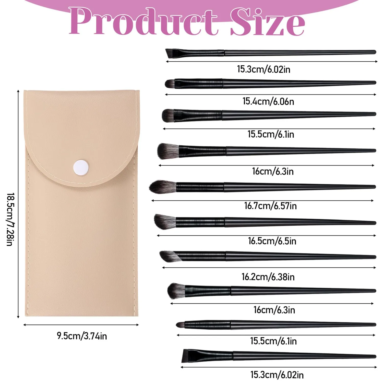 Eye Makeup Brushes Set 10PCS Different Types of Eyeshadow Brushes with a Travel Bag, Eyebrow Eyeliner Brush, Professional Eyebrow Eyeliner Makeup Brush Set for Shadow Lip Angled Eyeliners Eyebrows