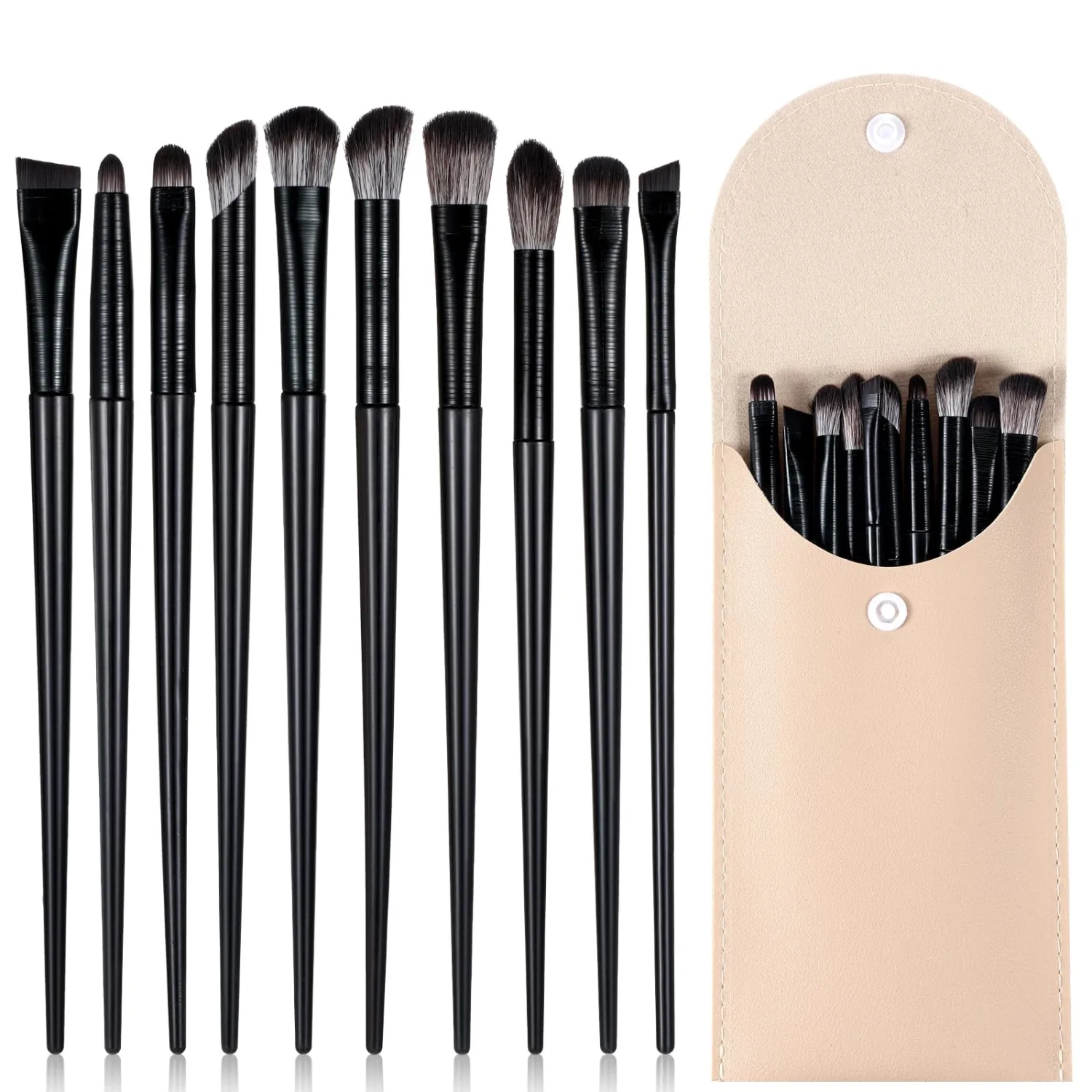 Eye Makeup Brushes Set 10PCS Different Types of Eyeshadow Brushes with a Travel Bag, Eyebrow Eyeliner Brush, Professional Eyebrow Eyeliner Makeup Brush Set for Shadow Lip Angled Eyeliners Eyebrows