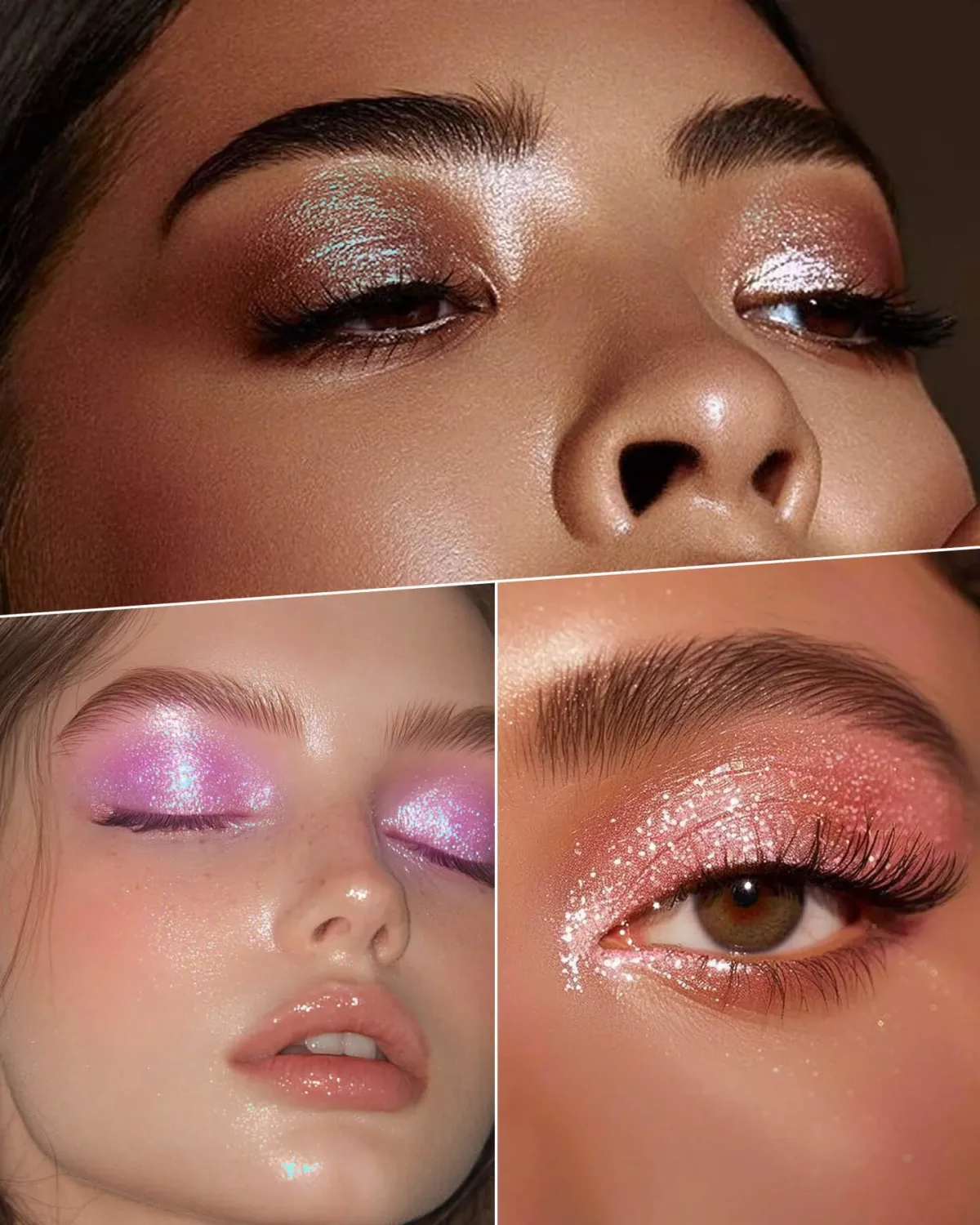 Sparkle Duochrome Chameleon Eyeshadow, Pink to Gold Color Shift, Cream-to-Powder Putty Texture, High Pigment Metallic Shimmer Refill Pan, Scintillant Finish (Sunpetal)
