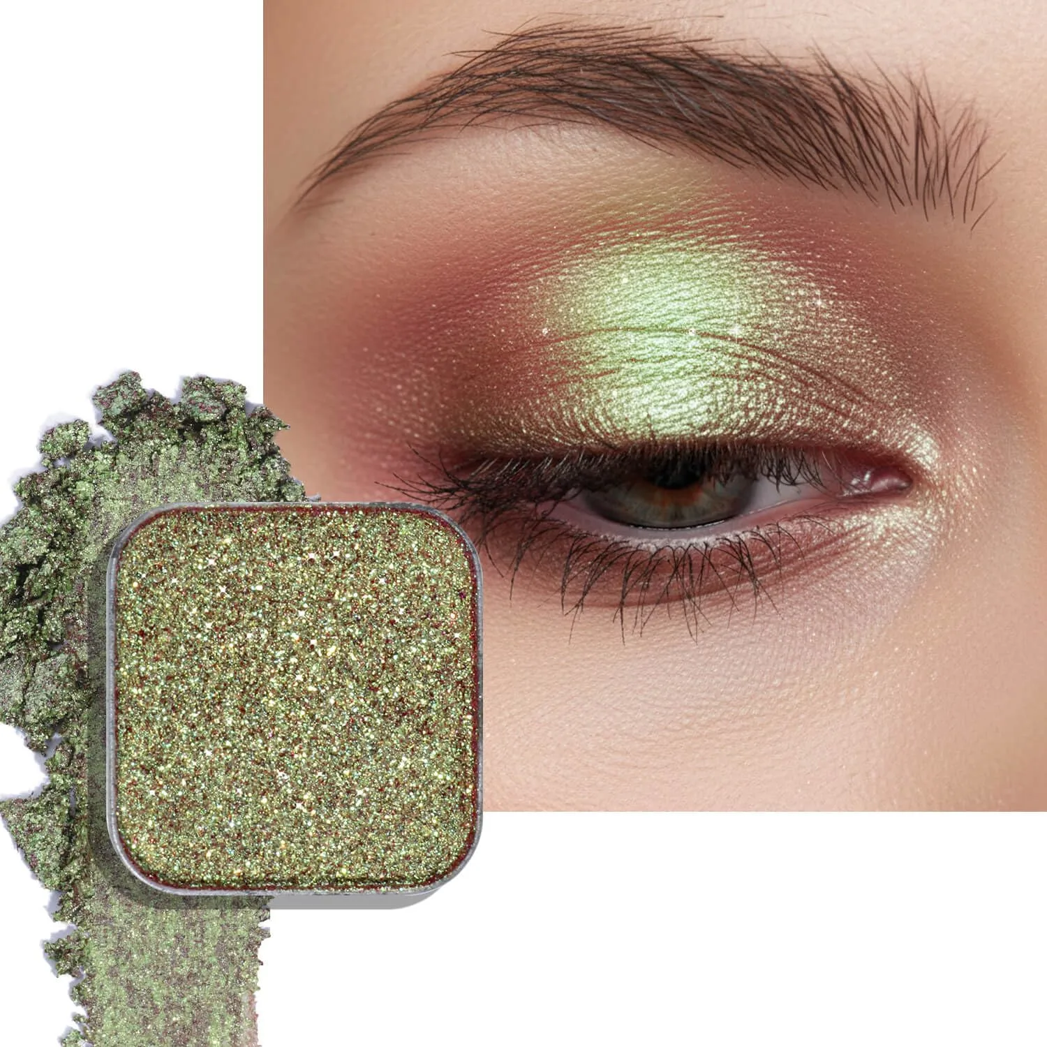 Duochrome Chameleon Eyeshadow, Gold to Purple Iridescent Shift, Cream to Powder High Pigment, Zero Fallout Metallic Shimmer, Long Wear Eye Makeup, Fits Magnetic Makeup Palettes (Forest Nymph)