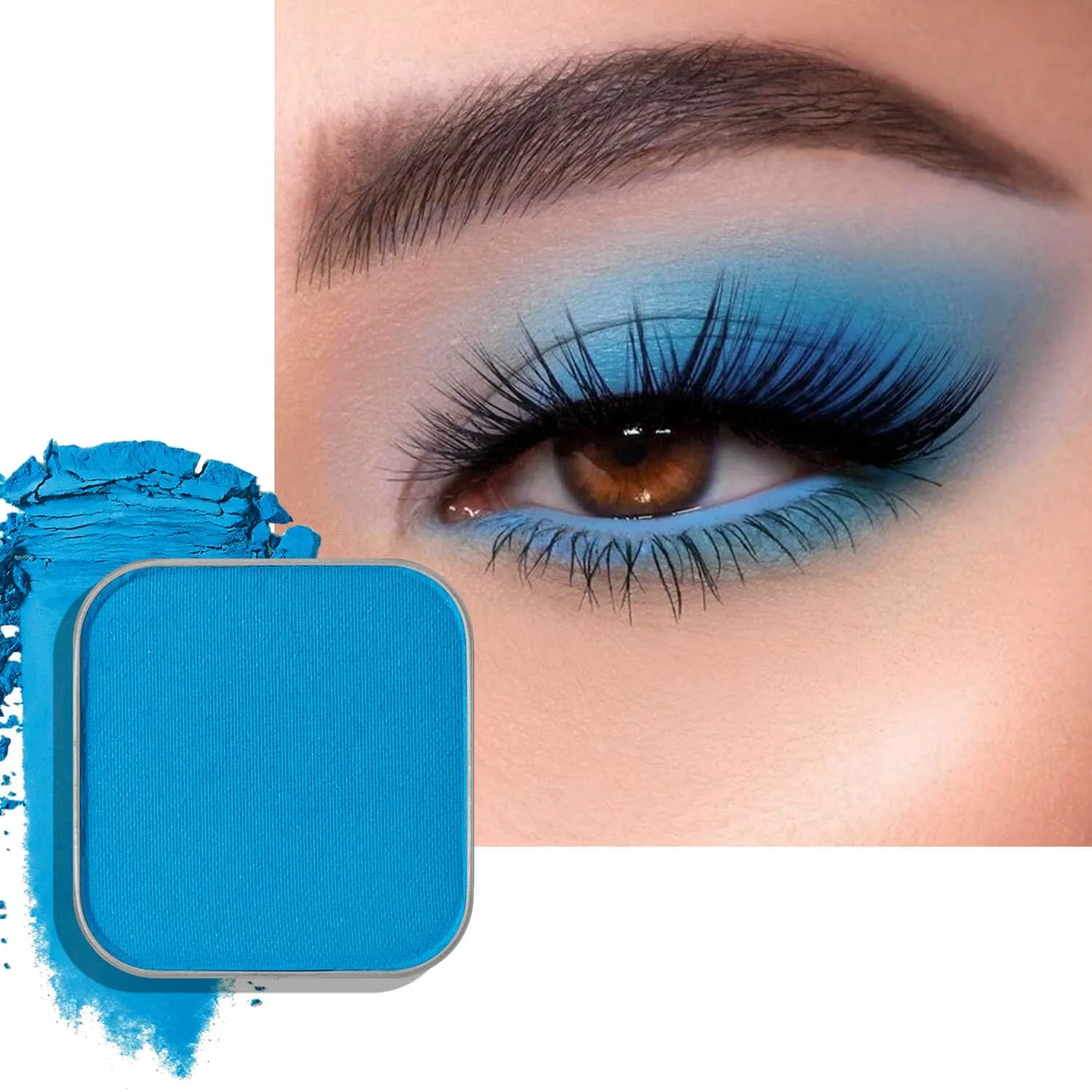 Matte Ocean Blue Single Eyeshadow Square Pan (26x27mm) | Highly Pigmented Powder Eye Makeup, Ultra-Blendable Long Lasting Refill for Magnetic Palette, Easy-Swap Design (Blue Tide)