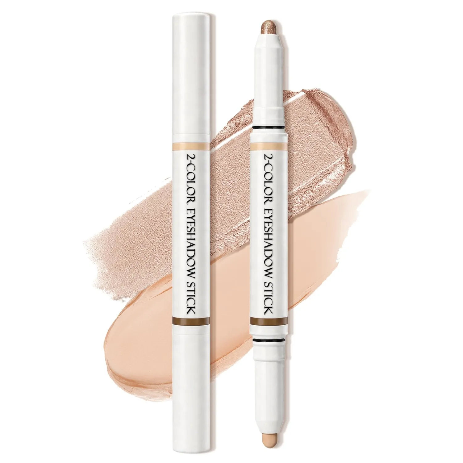 Cream Two Color Eyeshadow Stick, 2-in-1 Shimmer & Matte Eye Shadow Pen, Smooth Long Lasting Crease-Proof Eye Makeup Pencil for Daily Eye Looks, 03# Sunrise Latte