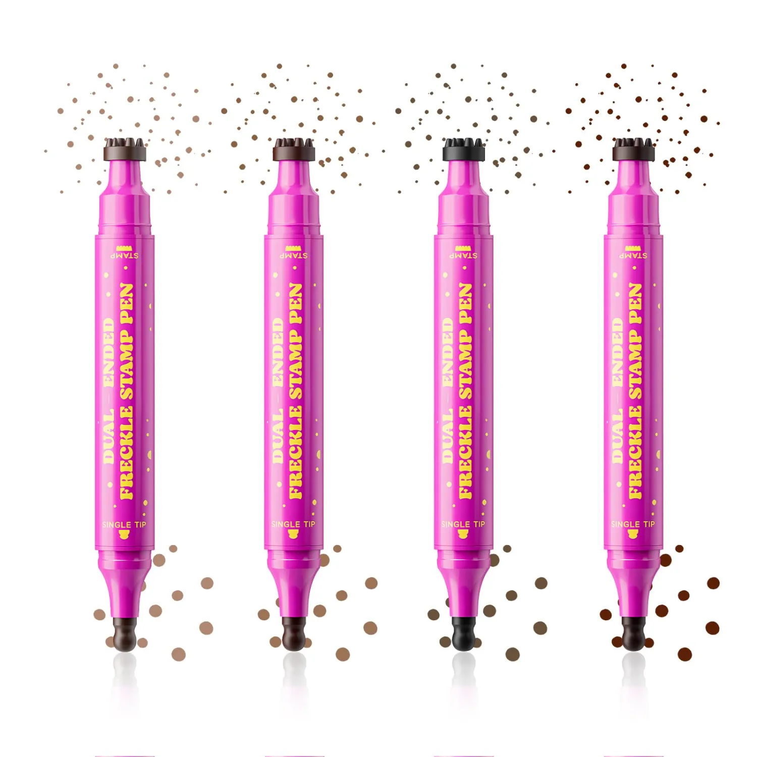 Freckle Stamp Pen Dual-Ended–Soft Sponge Stamp & Precision Tip for Realistic Faux Freckles Makeup–Waterproof Long-Lasting Freckle Marker for Natural or Bold Looks(Soft Warm Brown01)